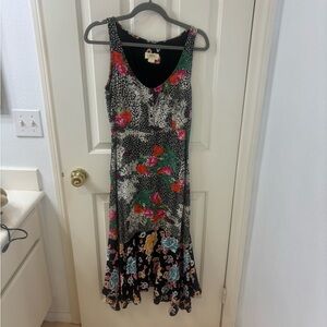 Stunning Floral Sleeveless Dress - Black and Multicolor